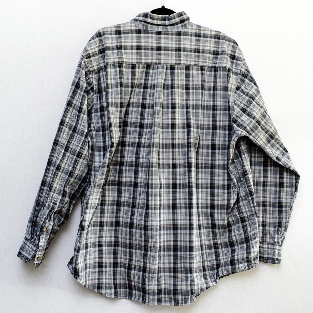 Carhartt Mens Flannel Shirt XL Gray Plaid Long Sleeve Button Down double pocket - Picture 4 of 9